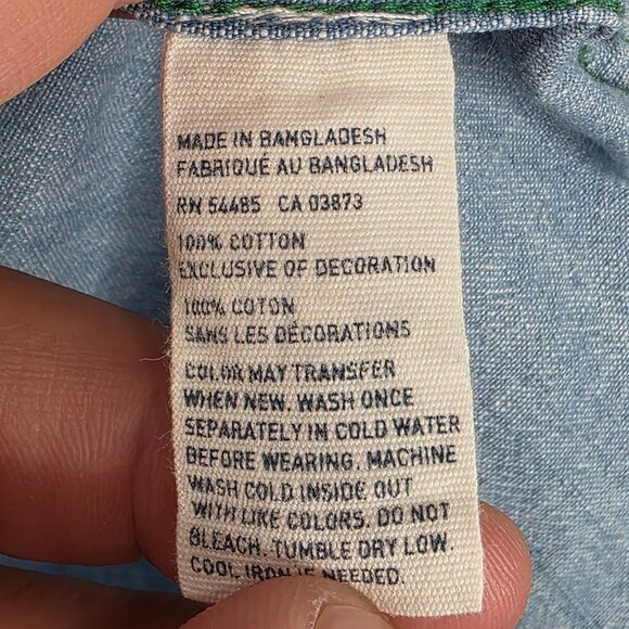 Mens American Eagle Prep Fit Blue Denim Shirt Button Up Long Sleeve Size L - Picture 4 of 9